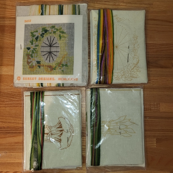 Jiffy Stitchery Embroidery Kit Photo Frame Brocolli Asparagus Crewel Mini Kits - Picture 2 of 6